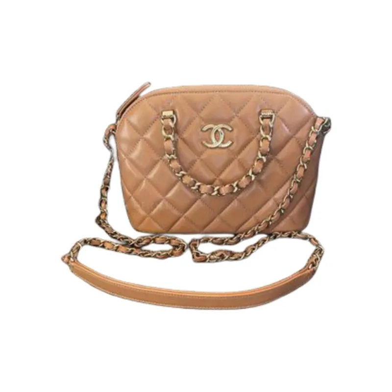 CHANEL Leather Handbag, Shoulder Bag, Crossbody Bag Women's Light Brown-2