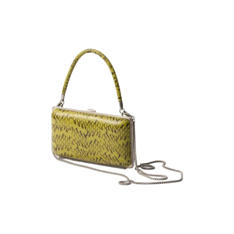 PRADA Leather Clutch Women's Ivy Green-1