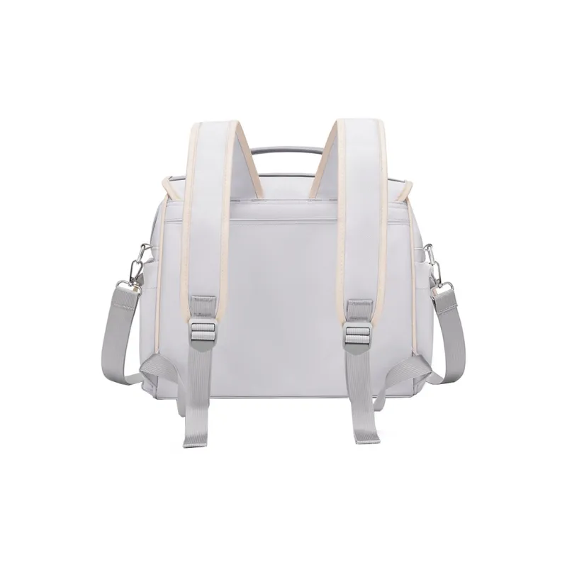 V.NINE Fabric With Synthetic Leather Backpack Large Size Unisex Dusty Gray/Classic Black-3