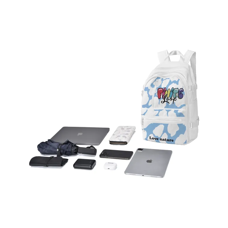 FINITE LOOP Recycled Material Backpack Unisex White-5