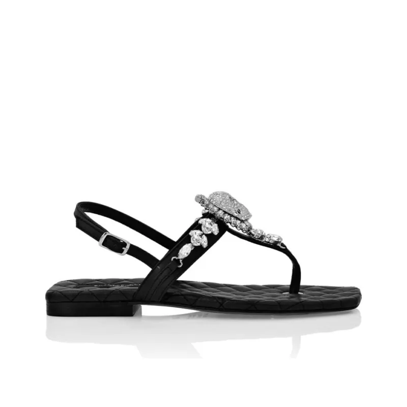 PHILIPP PLEIN Crystal-skull Leather Sandals-1