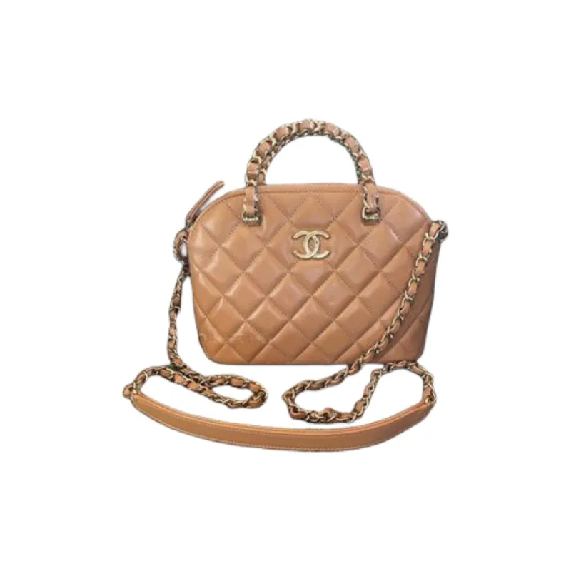 CHANEL Leather Handbag, Shoulder Bag, Crossbody Bag Women's Light Brown-1