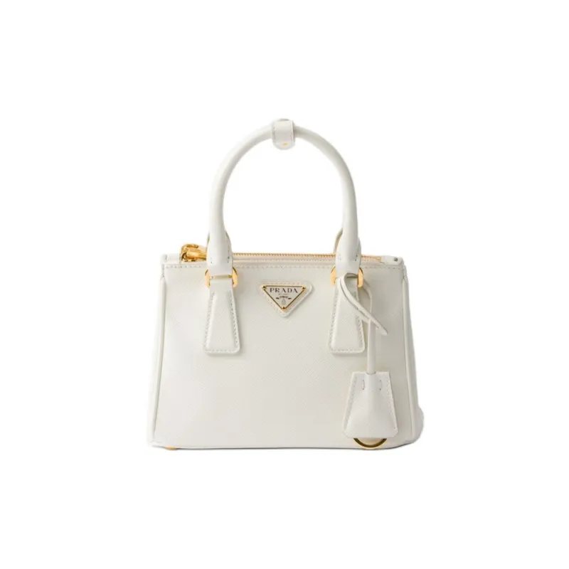PRADA Galleria Killer Bag Leather Shoulder Bag Crossbody Bag Handbag Mini Women's White-0