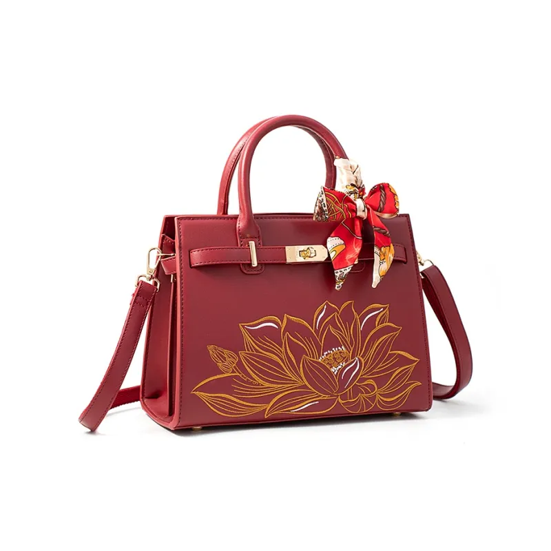 Vigno Synthetic Leather Shoulder Bag Crossbody Bag Handbag Medium Size Women's Red-9