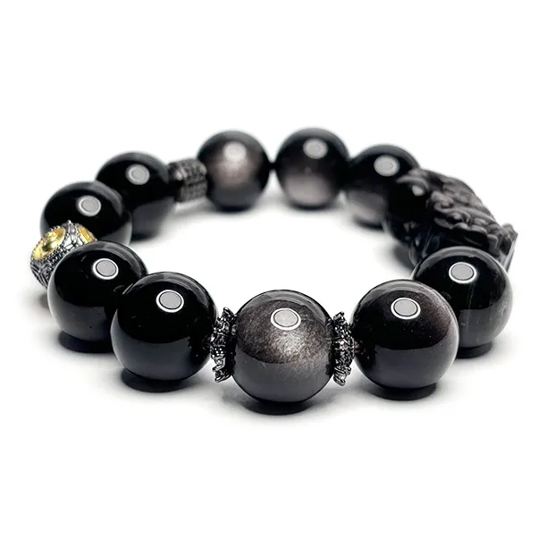 MOUNTAINS AND MANS Obsidian New Chinese Style Good Luck Beaded Bracelet Men's-3