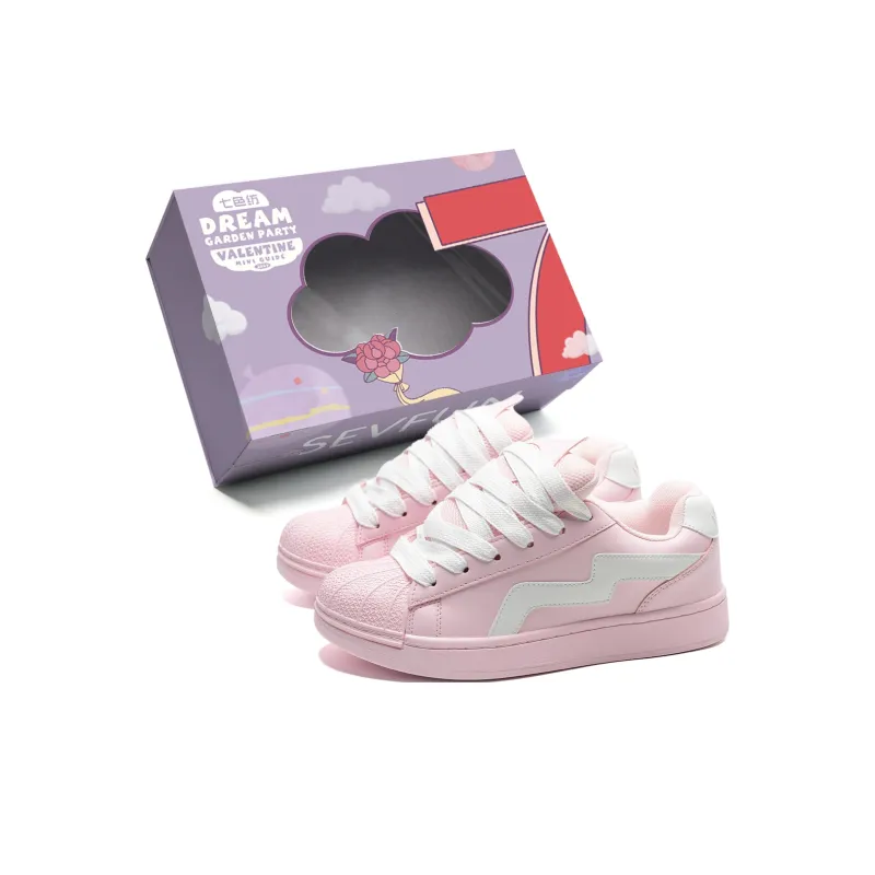 7 SEVFUN Slip Resistant Low Top Skateboard Shoes Unisex Pink White-0