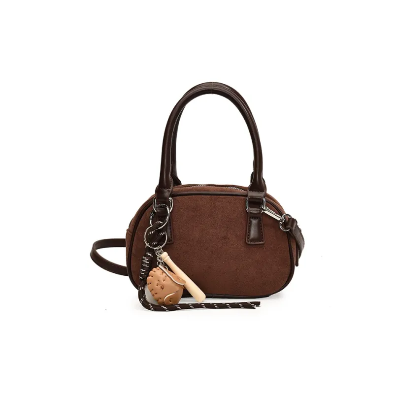 Morellybear PU Bowling Bag Shoulder Bag Handbag Women's Black/Coffee/Brown-2