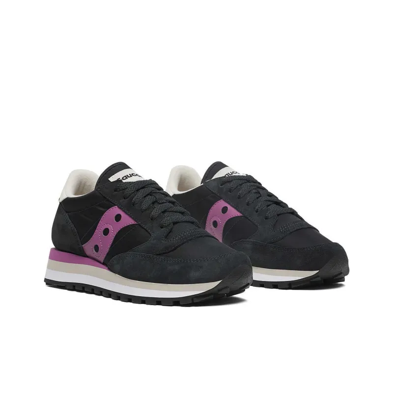 Saucony Jazz Triple Anti Slip Wear Resistant Low Top Running Shoes Women's Black Purple-1