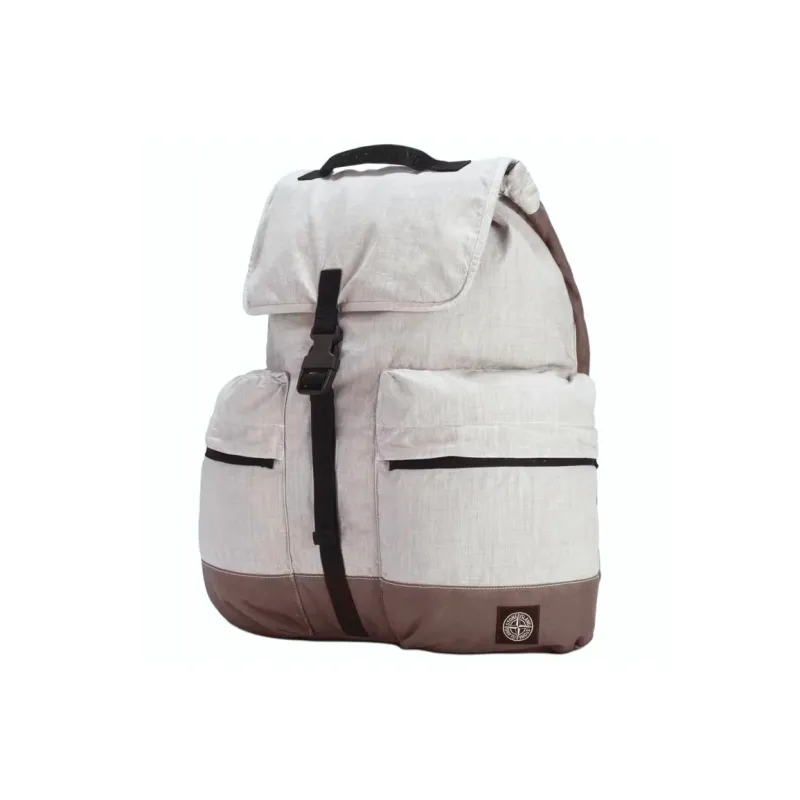 STONE ISLAND Linen Nylon Backpack Men's Dove Gray-1