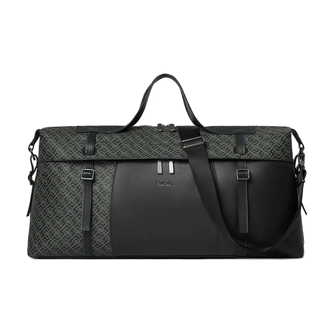 PIERRE CARDIN PVC Shoulder Bag, Crossbody Bag, Travel Bag, Luggage Bag, Briefcase Regular Men's Black & Gray-5