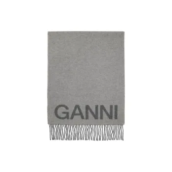 GANNI Logo Fringe-detailing Scarf
