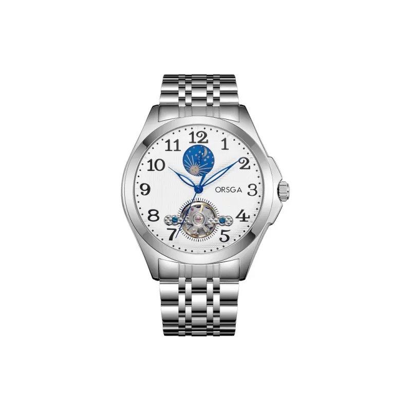 ORSGA Mechanical Movement Stainless Steel Strap Men's Watches White Dial-0