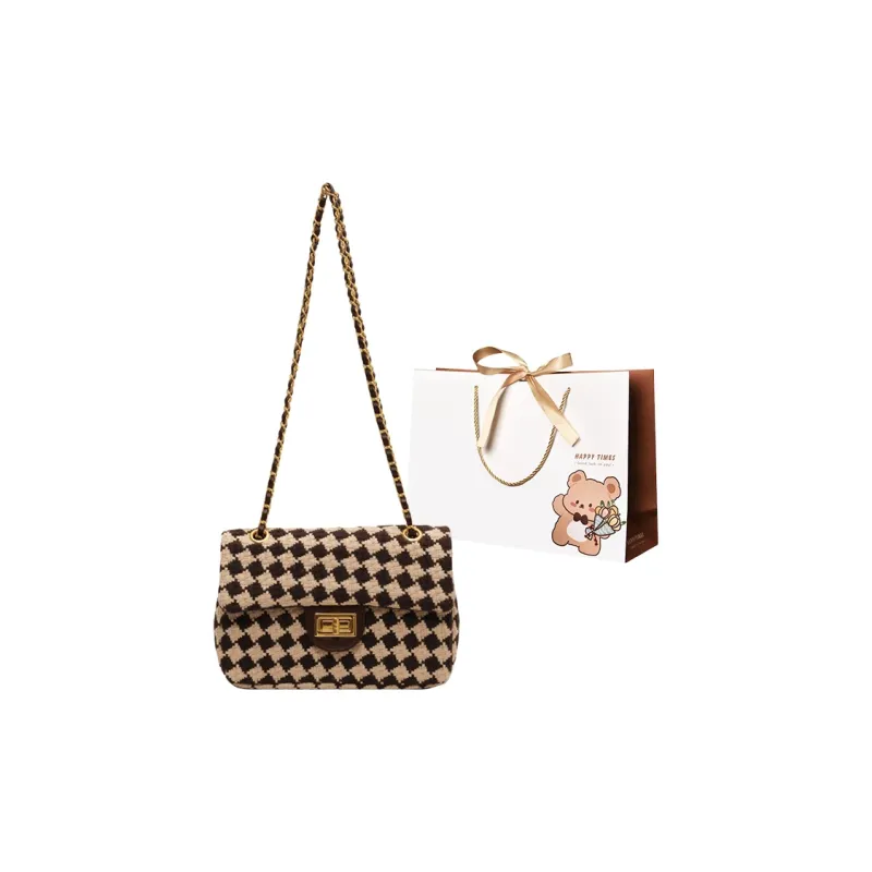 ERANGBEAR Fabric Shoulder Bag Women's Black Diamond Pattern/Coffee Diamond Pattern/Black Houndstooth/Coffee Houndstooth-6