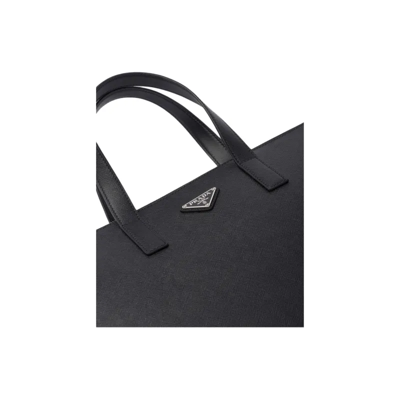 PRADA Saffiano Leather Tote Bag, Shopping Bag, Handbag Men's Black-4