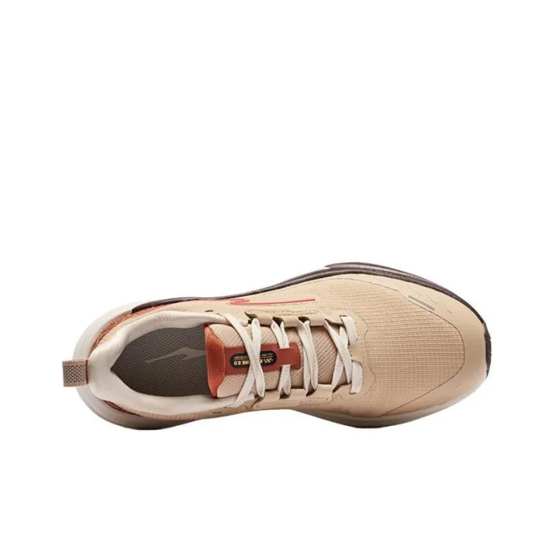 Erke Cushioned Slip-Resistant Low-Top Running Shoes Women's Beige Brown-3