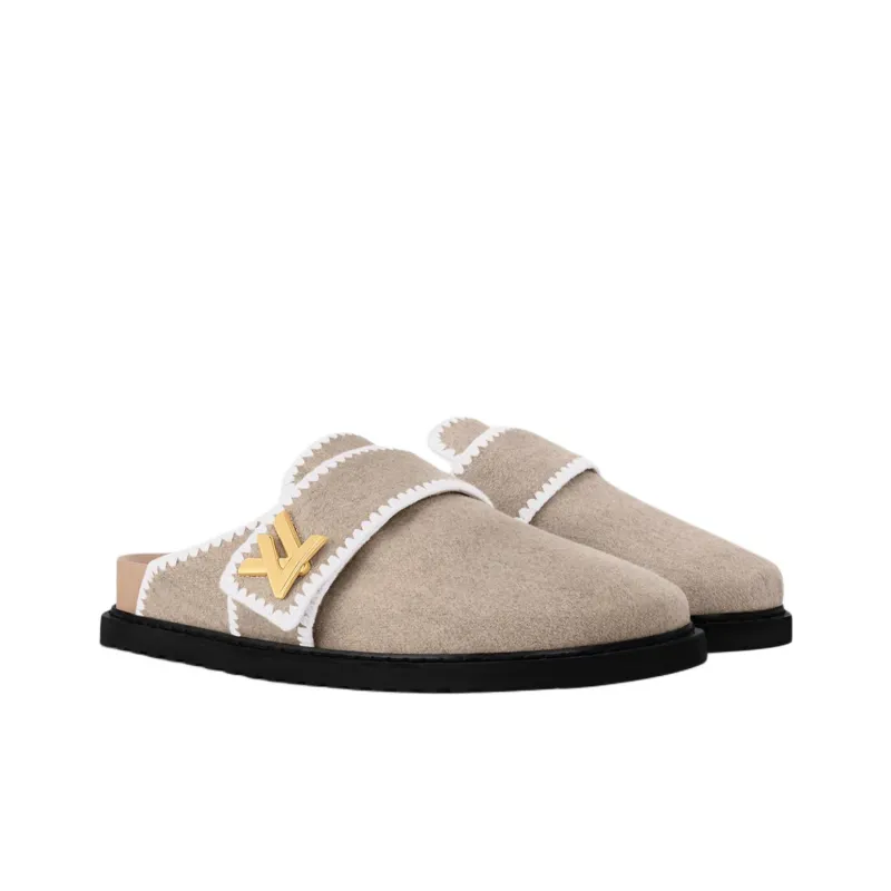 LOUIS VUITTON Cosy Comfort Closed Toe Slippers Women's Beige-2