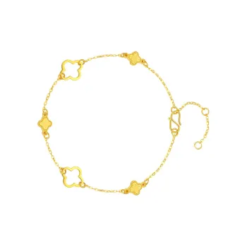 YASIFU Four-Leaf Clover Refreshing Versatile Solid Gold 999 Fixed Price Gold Bracelet Women's
