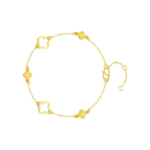YASIFU Four-Leaf Clover Refreshing Versatile Solid Gold 999 Fixed Price Gold Bracelet Women's