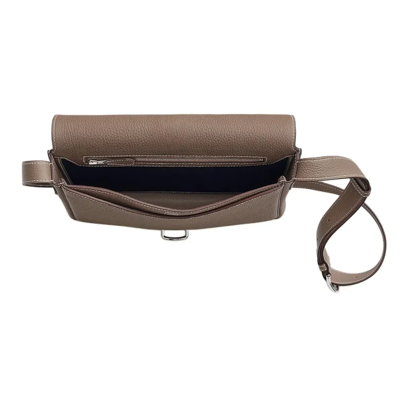 HERMES Steve Light Junior Togo Calfskin Messenger Bag Shoulder Bag Crossbody Bag Men's 18 Etoupe Elephant Gray-3