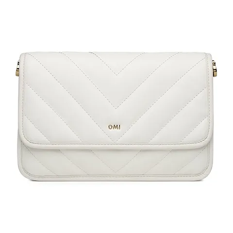 OMI Polyurethane Synthetic Leather Small Square Bag Shoulder Bag, Crossbody Bag Regular Women's Cream White-3