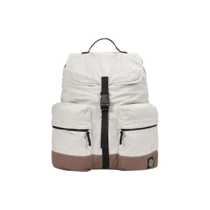 STONE ISLAND Linen Nylon Backpack Men's Dove Gray-0