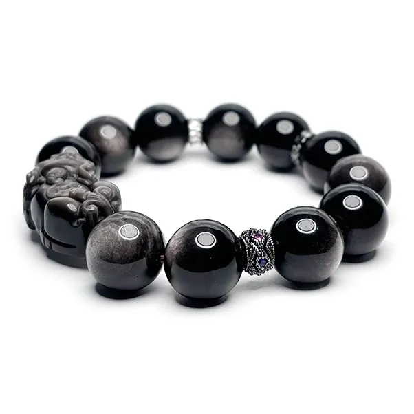 MOUNTAINS AND MANS Obsidian New Chinese Style Good Luck Beaded Bracelet Men's-1