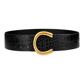 Jaylen Oos Top Grain Cow Leather Leather Belts Women's Black Width 5.5cm