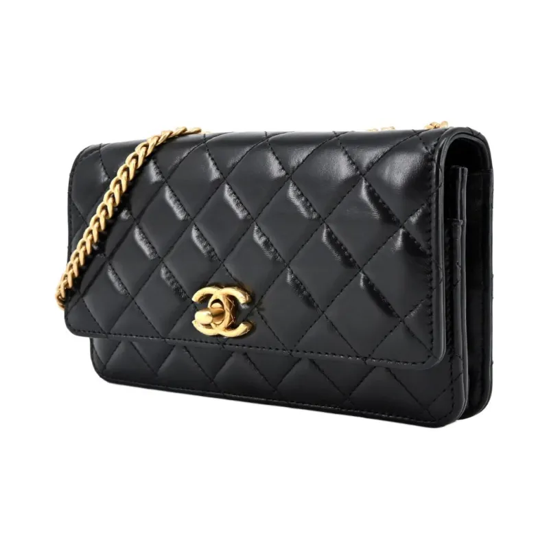 CHANEL Sheepskin Wealth Bag Wallet Shoulder Bag Crossbody Bag Regular Women's Black-1