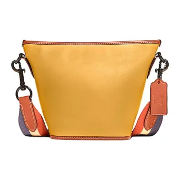 COACH Disney Collaboration Duffle Leather With Fabric Lining Shoulder Bag Crossbody Bag Small Size Unisex Yellow