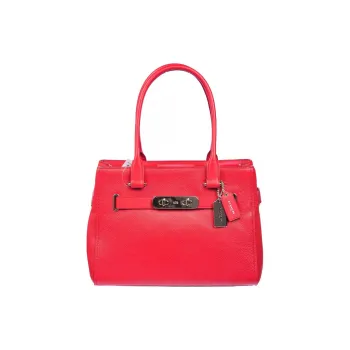 COACH Leather Handbag Tubas Women's Red
