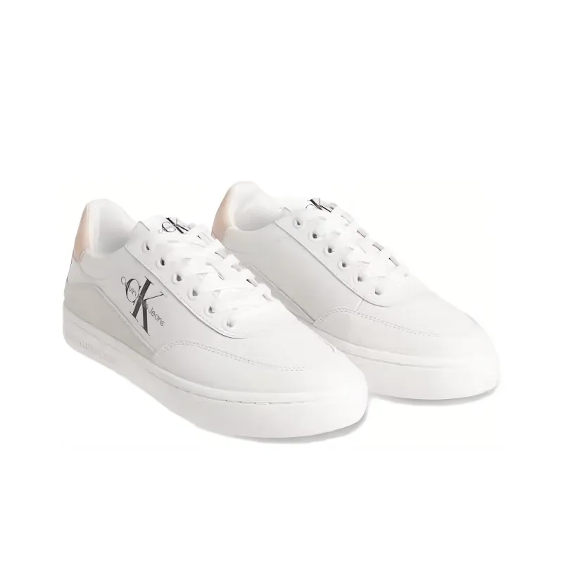 CALVIN KLEIN Wear-Resistant Low-Top Skateboard Shoes Women's White Pink-1