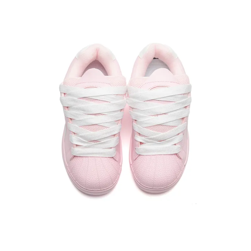 7 SEVFUN Slip Resistant Low Top Skateboard Shoes Unisex Pink White-4