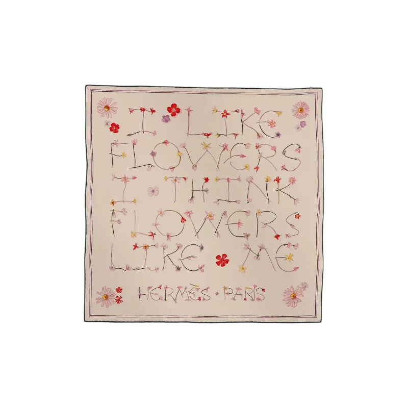 HERMES Mulberry Silk Scarves Women's Tea Pink-0