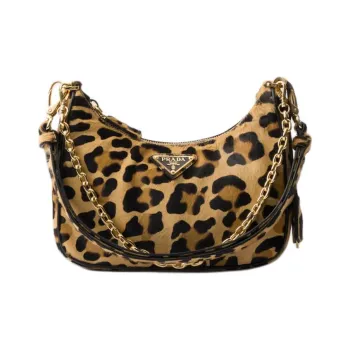 PRADA Re Edition Leather One Shoulder Handbags Mini Women's Light Brown