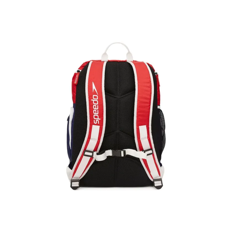 Speedo Canvas Backpack Unisex Marine Blue & Red-2