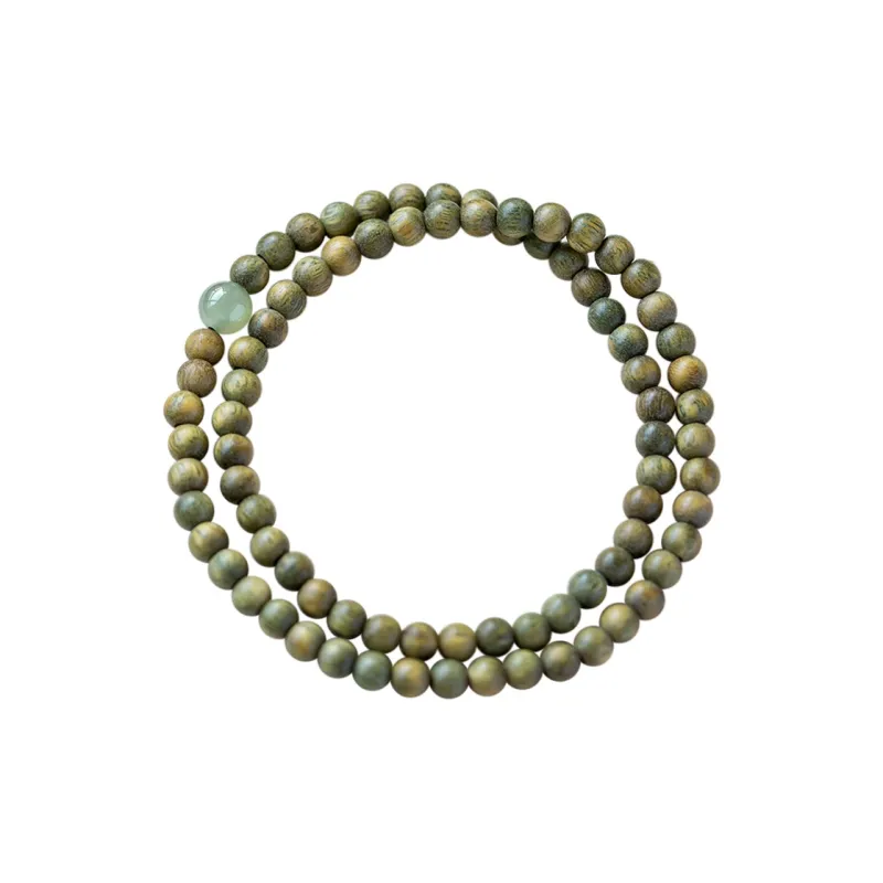 GUMUJIANG Green Sandalwood Beaded Bracelet Buddhist Bead Bracelet Women's-4