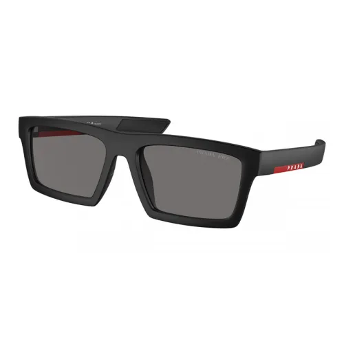 PRADA Injection Molded Metal Rectangular Sunglasses Men's Black