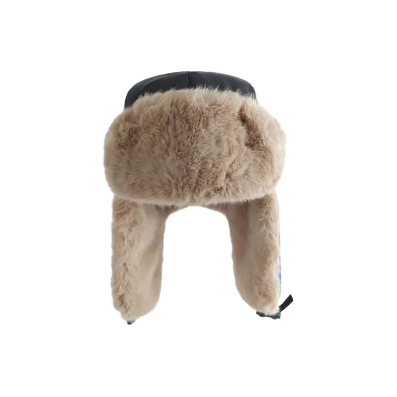 FREE RABBITⅡ Letter Embroidered Fashion Color Blocking Patchwork Ear Protection Cap Unisex-1