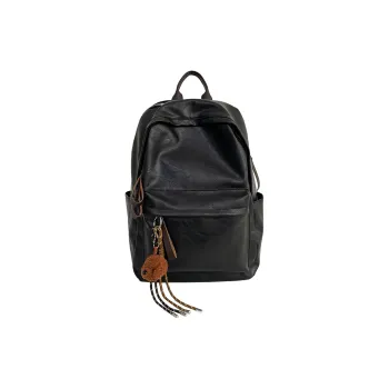 DCLOUD PU Backpack Unisex Black/Brown/Yellow Brown