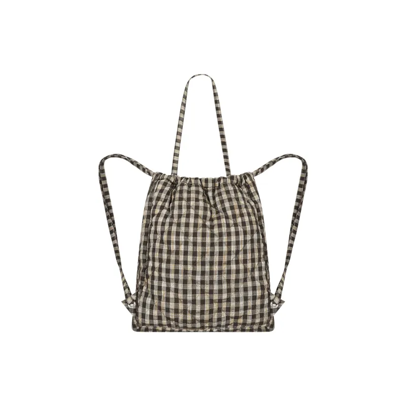 MostwantedLab Cotton Backpack Unisex Pink Brown Plaid/Yellow Brown Plaid-5