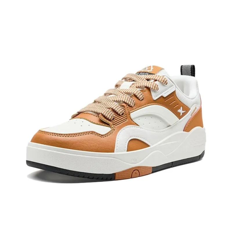 XTEP Master Of The Beast Anti Slip Wear Resistant Low Top Skateboard Shoes Men's Brown White-1