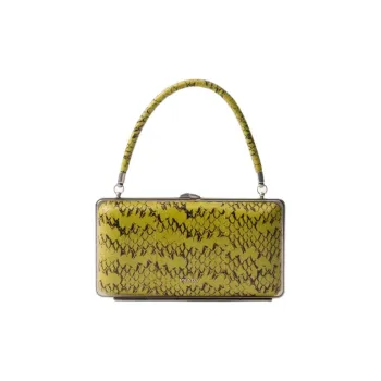 PRADA Leather Clutch Women's Ivy Green