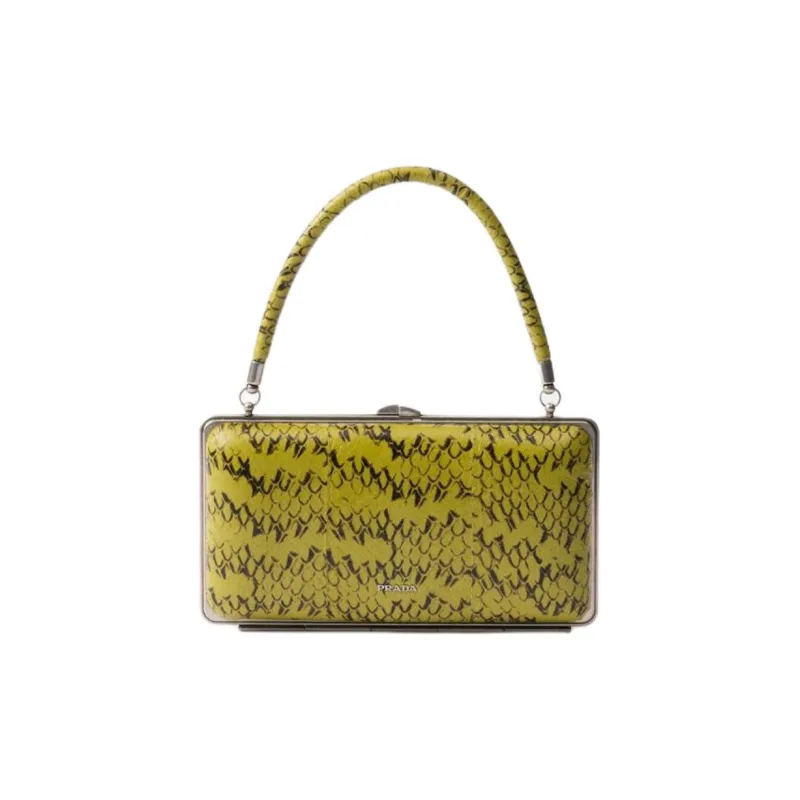PRADA Leather Clutch Women's Ivy Green-0