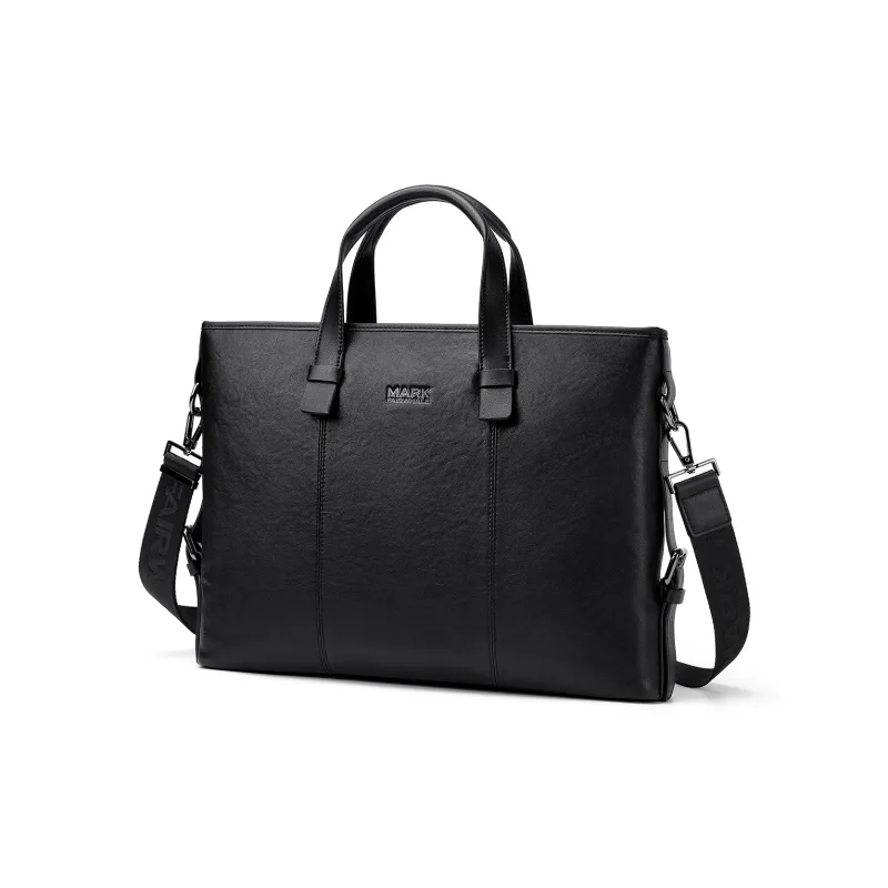 FAIRWHALE Top Grain Cow Leather Briefcases Regular Men's Black-1