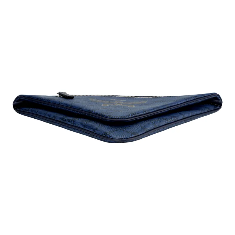 MCM Nappa Leather Fabric Fanny Pack, Crossbody Bag, Shoulder Bag, Clutch Regular Unisex Dark Blue-3