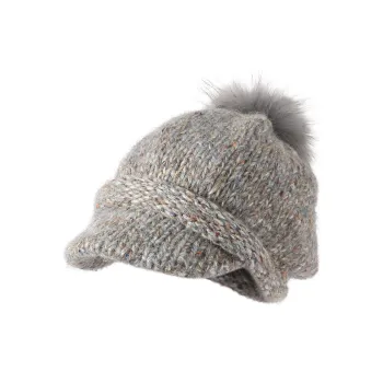 KENMONT Raccoon Dog Fur Beanies Women's Elegant Gray/Caramel/Deep Sea Blue/Classic Camel
