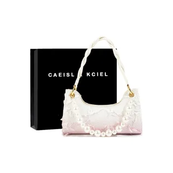 CAEISL&KCIEL PU Shoulder Bag Regular Women's Fringe White Gradient Pink