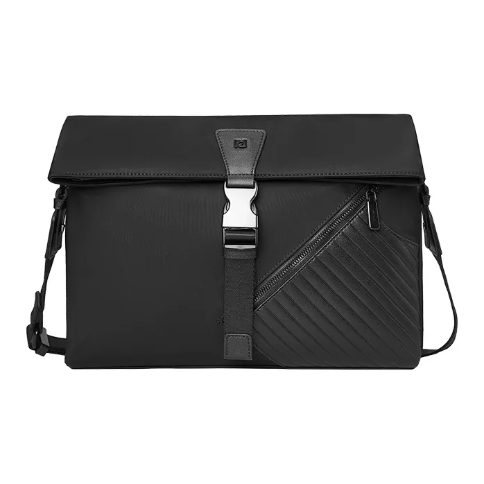 PIERRE CARDIN Fabric, Synthetic Leather Shoulder Bag, Crossbody Bag Regular Men's Black-1
