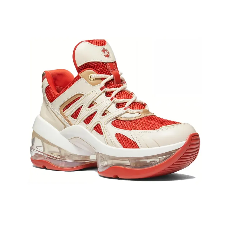 MICHAEL KORS Olympia Low-Top Casual Shoes Women's White Red-2