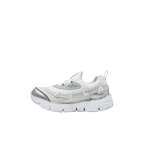 FILA KIDS Anti-Slip Wear-Resistant Low-Top Kids Lifestyle Shoes Gray White Silver Kids'